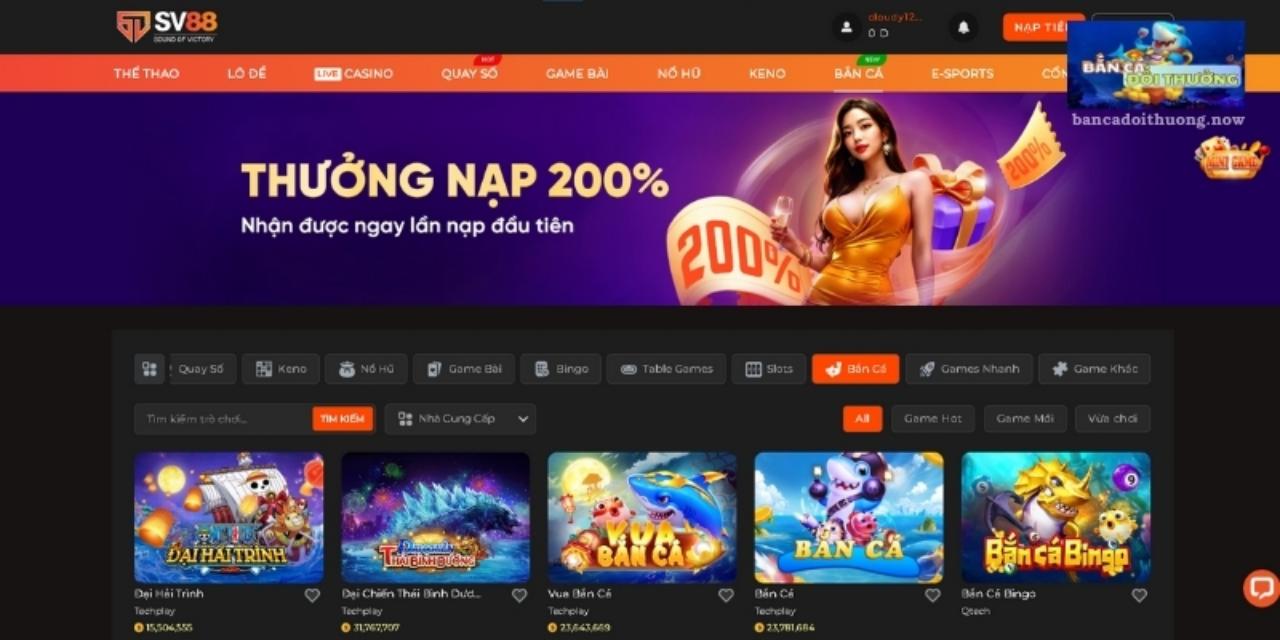 Bắn cá SV88 có đa dạng các game bắn cá của các nhà phát hành nổi tiếng