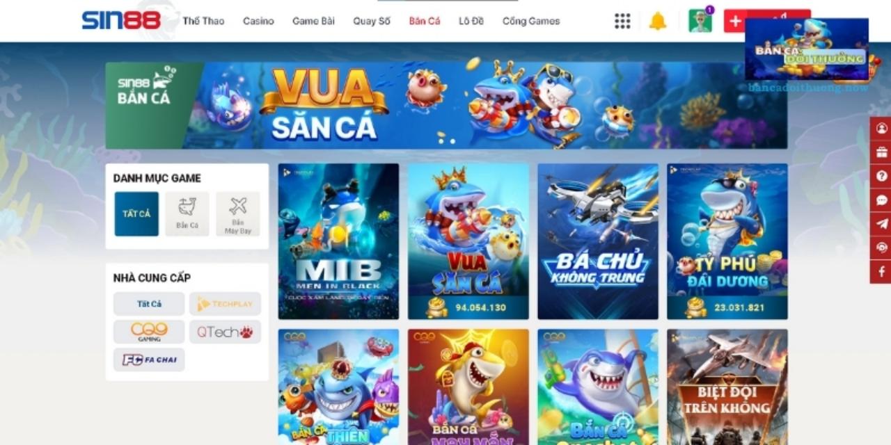 Các tựa game bắn cá tại nhà cái Sin88 có nhiều chủ đề phong phú