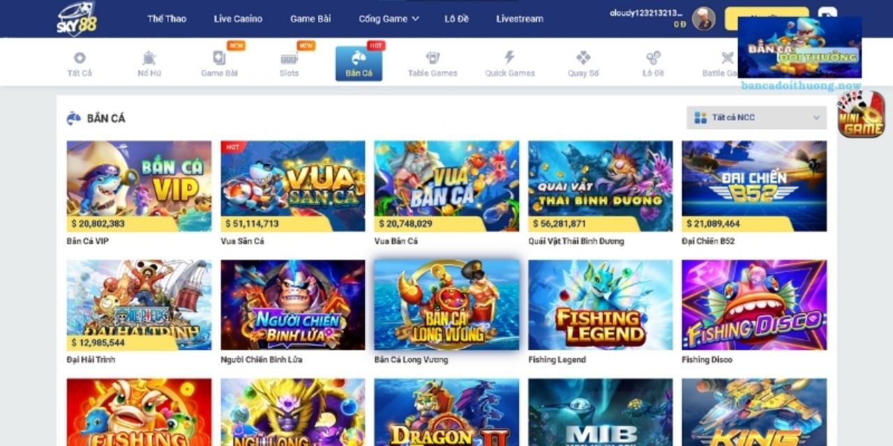 Kiếm tiền thưởng khủng từ nhà cái game bắn cá SKY88